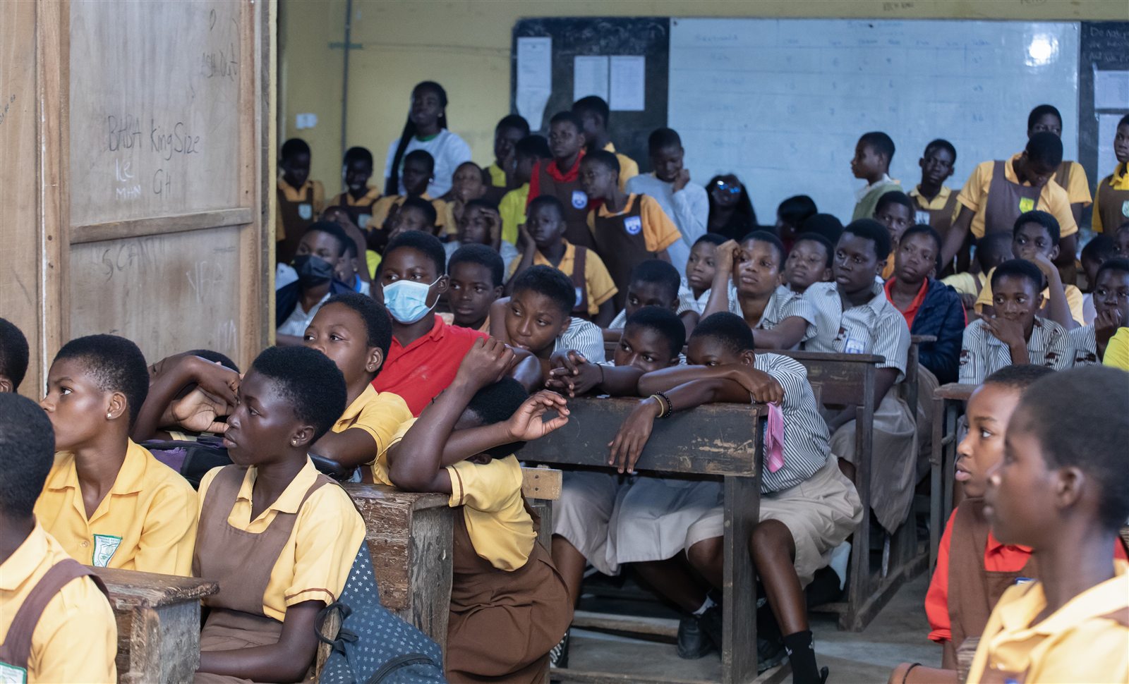 A classroom of Ghanaian students during a Wild Card Project session